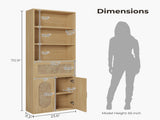 3-layer 1-drawer with double doors Triamcinol board rattan surface 60*23.5*180cm display cabinet 52877457