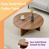 Versatile Walnut-Finished MDF Round Coffee Table for Diverse Interior Styles, Blending Modern W3226P278925