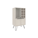 ZUN Bar Cabinet 43.1" H, with 2 Doors, 9 Shelves, and 1 Glass Panel, White Washed Oak B097P250849