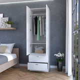White 2-Door 2-Drawer Wardrobe B062P205246