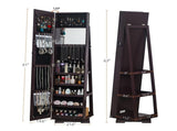 Brown Spray-Painted MDF Rotatable Freestanding Jewelry Mirror Cabinet, Square 70563509