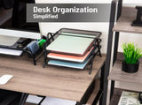 3-Tier Paper Tray, Desktop Organizer, File Storage Metal, 11.5"L x 13.75"W x 10"H, Black 73431755
