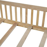 Wood Full Size House Platform Bed with Guardrail, Natural N709P171852M