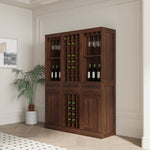 ZUN brown walnut color modular wine bar cabinet Buffet Cabinet with Hutch for Dining Room W331P213375