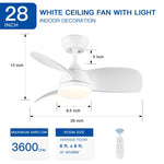 ZUN 28 In Intergrated LED Ceiling Fan Lighting with White ABS Blade W1367P182807