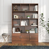 70.87" Tall Bookshelf with 10 Cubes and 3 Doors, 4-Tier Bookshelf, Open Shelf Bookcase with Cabinet, W331P257393