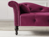 Aijia 60.6" Velvet Chaise Lounge Buttons Tufted Nailhead Trimmed Solid Wood Legs with 1 W111738366