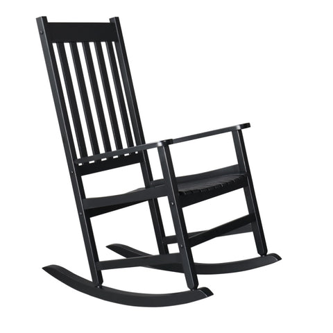 ZUN Outdoor Wood Rocking Chair, Wooden Patio Rocking Chair with Comfortable Backrest, Weatherproof Patio 23489524