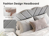 Full Size Modern Platform Bed Frame with Upholstered Headboard & Wooden Slats - No Box Spring W2889P272589