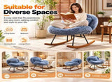 25.59"W x 33.66"D x 29.53"H Indoor Plush Rocking Chair, Soft Fluffy Lounge Rocker with White Metal 84939872