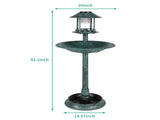 51*51*106cm Plastic Round Birdbath with Solar Ligh Dark Green 42033650