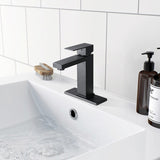 Bathroom Faucet Single Hole, Single Handle Stainless Steel Faucet for Bathroom Sink with Deckplate W1224P195894