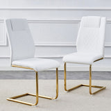 Modern dining chairs, dining room chairs, and golden leg cushioned chairs made of artificial W1151110421