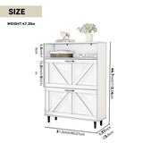 ZUN Farmhouse Shoe Storage Cabinet with Barn Door Design, Shoe Organizer with 2 Flip Drawers, W2557P181707