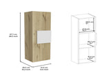 Medicine 38"H Single Door Cabinet, Three Shelves, Light Oak / White B097120601
