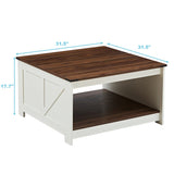 Coffee Table Farmhouse Coffee Table with Storage Rustic Wood Cocktail Table,Square Coffee Table for W2393P168728