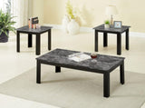 3pc Set Traditional Style Rectangular Coffee Table Square Shape End Table Wooden Legs Black Finish B011P232910