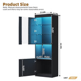 ON-TREND High Gloss Storage Cabinet with LED Lights, 67" Tall Pantry Cabinet with Acrylic Door, N721P192842B