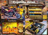 3d wooden puzzle for adults Moto Repair Garage book nook with lights model kit dollhouse DIY 49292481