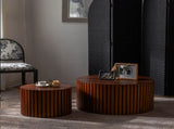 Round Wood Coffee Table for Living Room for Small Space Apartment and No Need Assembly W3081P255018