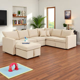 7 - Seater Sofa, Large U - Shaped Modular Sectional Sofa, Oversized Pull - Out Sleeper with Storage 93263958