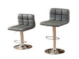 Swivel Faux Leather Adjustable Hydraulic Bar Stool, Set of 2, Gray T2574P164841