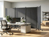 4 Panel Folding Rolling Room Divider with Lockable Universal Wheels, Non-See-Through Polyester 17275363