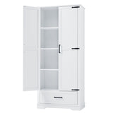 Tall Bathroom Storage Cabinet, Cabinet with Two Doors and One Drawer, Adjustable Shelf, MDF Board, 54458299
