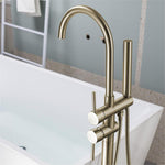 ZUN Floor Mount Bathtub Faucet Freestanding Tub Filler Brushed Gold Standing High Flow Shower Faucets 59626582