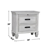 MDF Nightstand with 2 Drawers in Distressed White Finish B016P255544