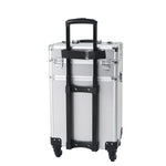 ZUN 4-in-1 Draw-bar Style Interchangeable Aluminum Rolling Makeup Case Silver 59019860