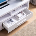 ZUN 72 Inch Modern White TV Media Stand, Home Entertainment Center with Open Shelving and Two Drawers B107131294