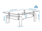 Glass Coffee Table, 38.6" Modern Rectangle Side Center Tables with Clear Tempered Glass Top for 15815600