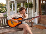 38 Inch Acoustic Guitar for Beginners, JF Body Shape, Basswood Folk Guitar in Sunset Color, 6-String 79633079