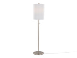 Bounty 62" Contemporary Metal Floor Lamp in Brushed Nickel with White Textured Linen Shade B202P223983