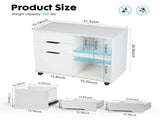 3-Drawer File Cabinet with Wheels, Rolling Wood Printer Stand with Open Storage Shelves 77328621