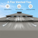 10 foot terrace umbrella with solar powered LED lights and multi-layered ventilated roof 19320270