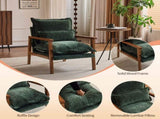 Cloud Shaped Indoor Leisure with Solid Wood Armrest & Solid Wood Frame, Chenille Fabric Accent 12027866