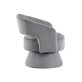 Modern Luxurious Swivel Accent Chair Dark Gray Soft Corduroy Upholstery Plush Seating Solid Wood B011P256231
