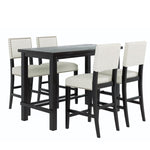 ZUN 5-Piece Counter Height Dining Set, Classic Elegant Table and 4 Chairs in Espresso and Beige 06419071