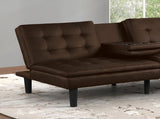 Futon Sofa Bed Contemporary Style Brown Finish Convert Into Bed Biscuit Tufting Seat And Back Seat B2741P363837