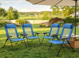Blue 4-Pack Folding Camping Chairs Patio Chairs with Removable Headrest for Garden Picnic Outdoor 49334353