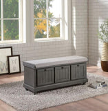 ZUN 1pc Durable Storage Bench Dark Gray Finish Foam Cushioned Seat Upholstery Flip-Top Seat Solid Wood B011P170010