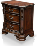 ZUN Formal Traditional 1pc Nightstand Only Brown Cherry Solid wood 3-Drawers Intricate Accents Glides B011139600