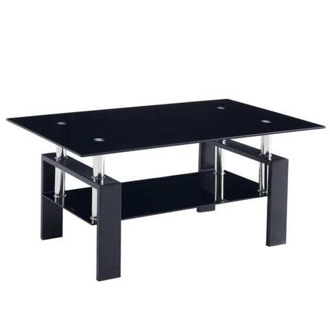 ZUN 110*60*45.5cm Double-Glazed Dining Table Stainless Steel Table Legs 14706265