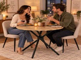 31.5 in Round Dining Table for 2-4, Small Space Kitchen Table with Metal Legs, Natural Oak 99460340