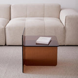 Tempered Brown Glass SideTable, Small Tea Table, Brown Night Stand Tempered Glass Sofa Table W1718P255033