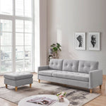 ZUN 87 Inches Wide Modern Convertible Sofa & Chaise, L Shaped Tufted Fabric Couch, Reversible B082111420