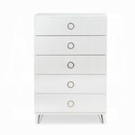 ZUN White 5-Drawer Chest with Ring Pull Handles B062P209030