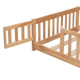 full Size Floor Bed with Door,Solid Wood Platform Bed Frame with Fence,Suitable for children,Pine W495123239